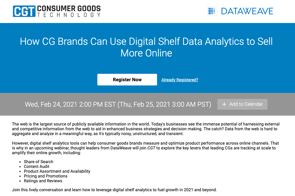 How CG Brands Can Use Digital Shelf Data Analytics to Sell More Online | February 24, 2021
